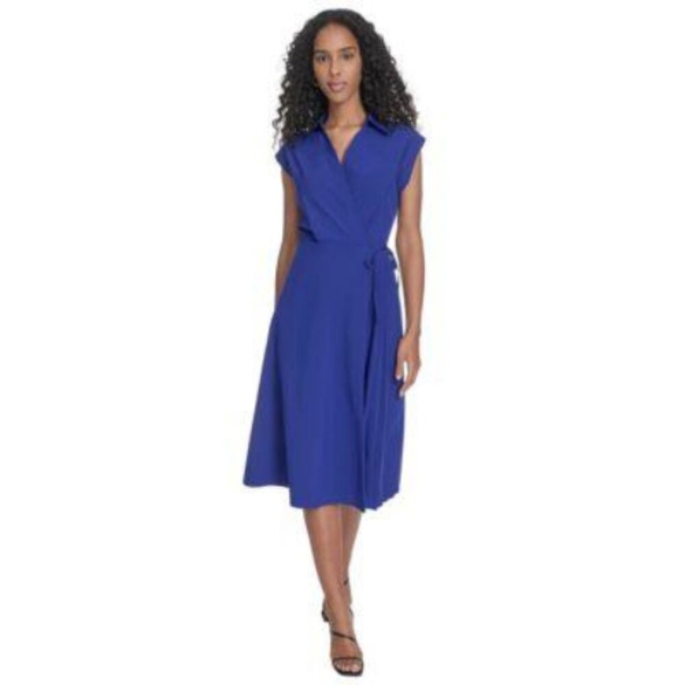 Calvin Klein Blue Ultramarine V Neck Event Formal Cocktail